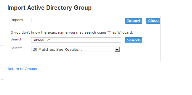 Import Active Directory Group into Tableau Server for Self-Service security configuration